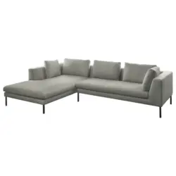 Ecksofa in Mikrofaser Silberfarben