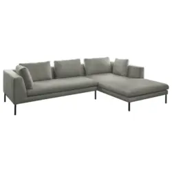 Ecksofa in Mikrofaser Silberfarben