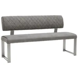 Sitzbank 140/87,5/62 cm in Edelstahlfarben, Hellgrau