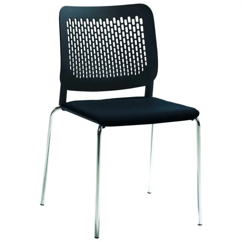 Besucherstuhl in Schwarz, Chromfarben