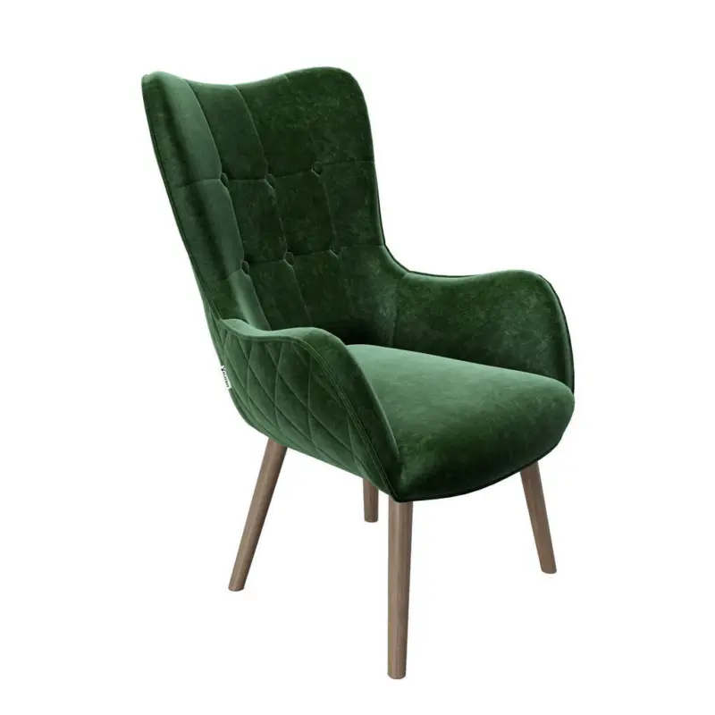 Ohrensessel in Samt Gr&uuml;n