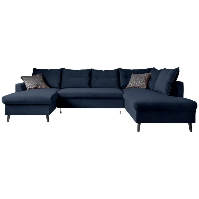 Wohnlandschaft in Velours Dunkelblau