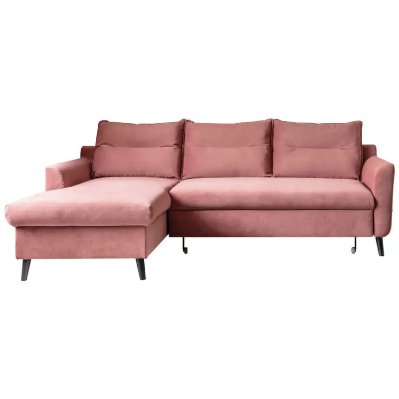 Eckschlafsofa in Velours Altrosa