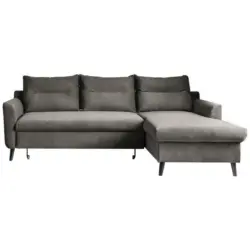 Ecksofa in Velours Dunkelgrau
