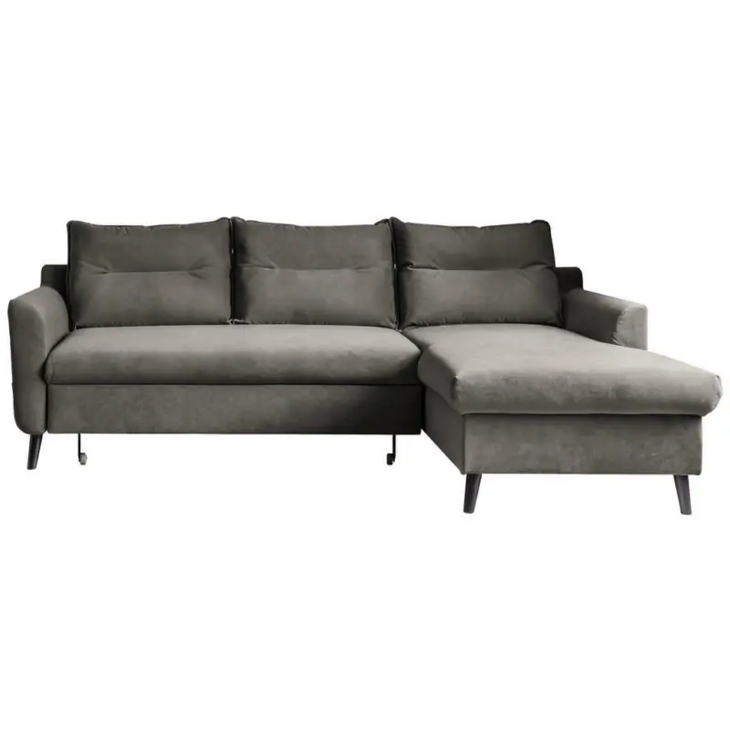 Ecksofa in Velours Dunkelgrau