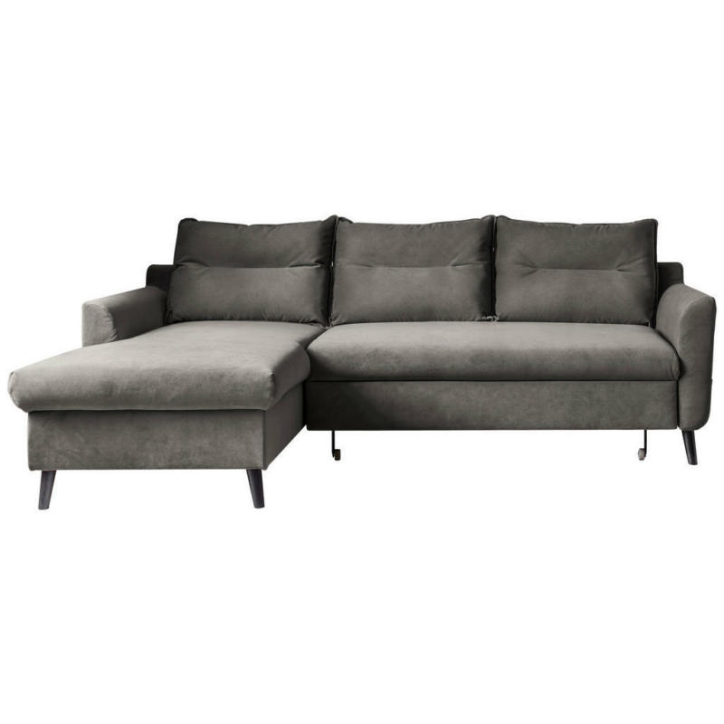 Eckschlafsofa in Velours Dunkelgrau