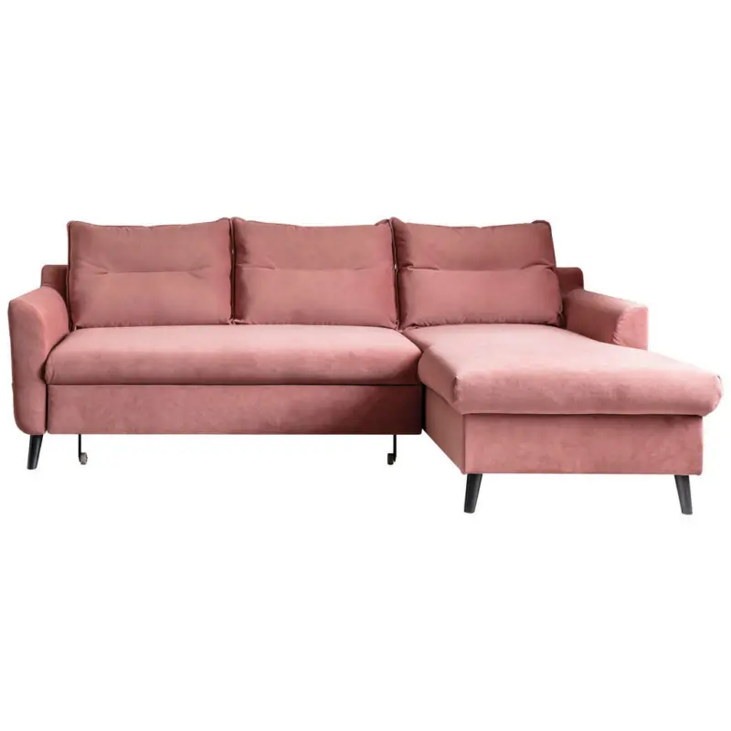 Eckschlafsofa in Velours Altrosa