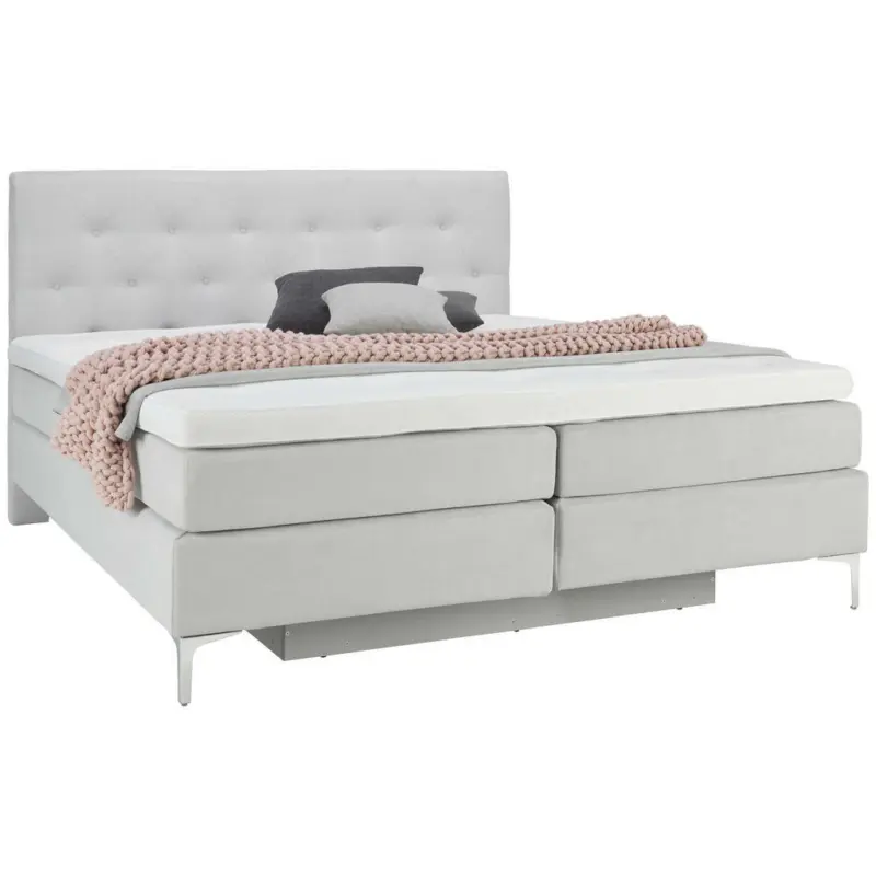 Boxspringbett 160/200 cm in Hellgrau