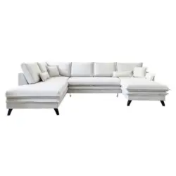 Wohnlandschaft in Webstoff Beige