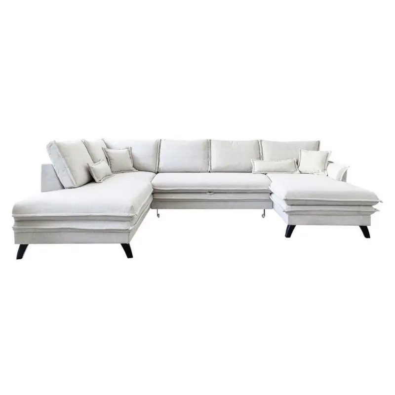 Wohnlandschaft in Webstoff Beige