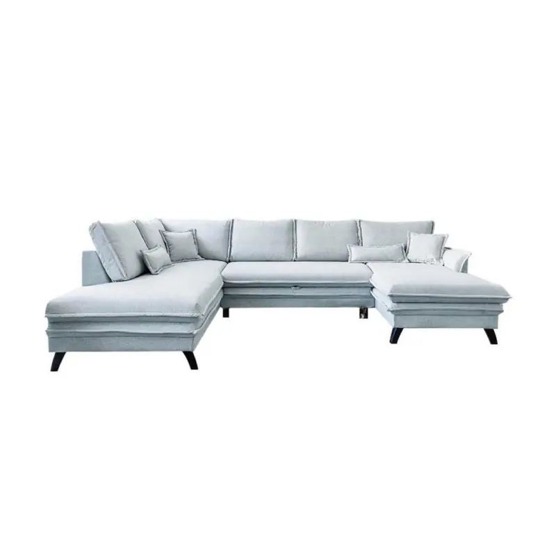 Wohnlandschaft in Webstoff Hellgrau