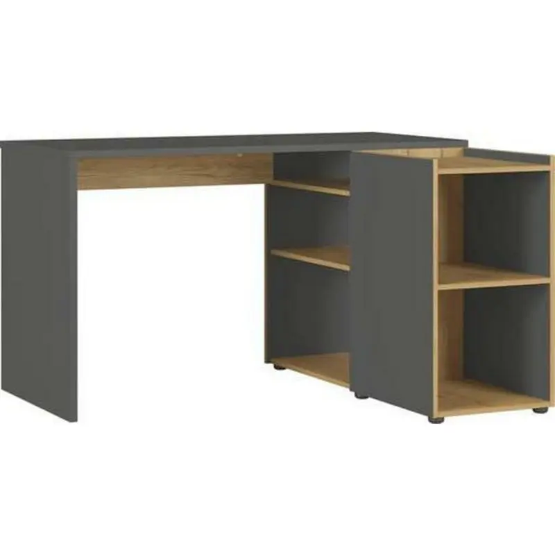 Eckschreibtisch 129/107/76 cm in Graphitfarben, Eichefarben