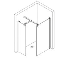 Raumdusche Breuer Panorama 1200x2000 mm Dekorglas Dual Plus chromoptik mit Seitenwand 400 mm 3457005070267