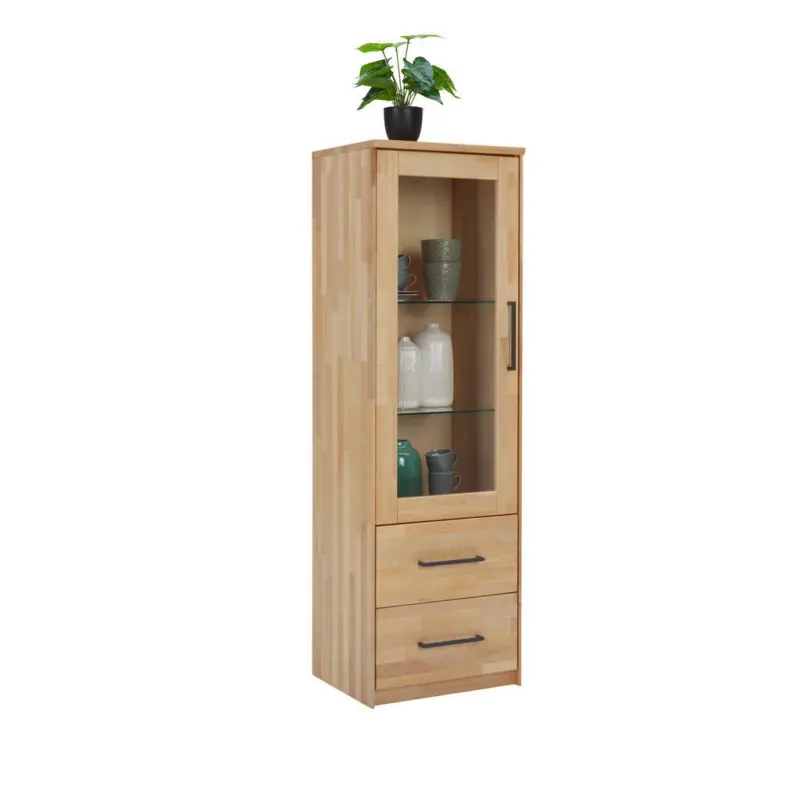 Vitrine in massiv Buche Buchefarben
