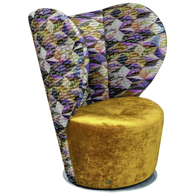 Sessel in Velours Gelb, Multicolor