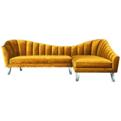 Ecksofa in Velours Gelb