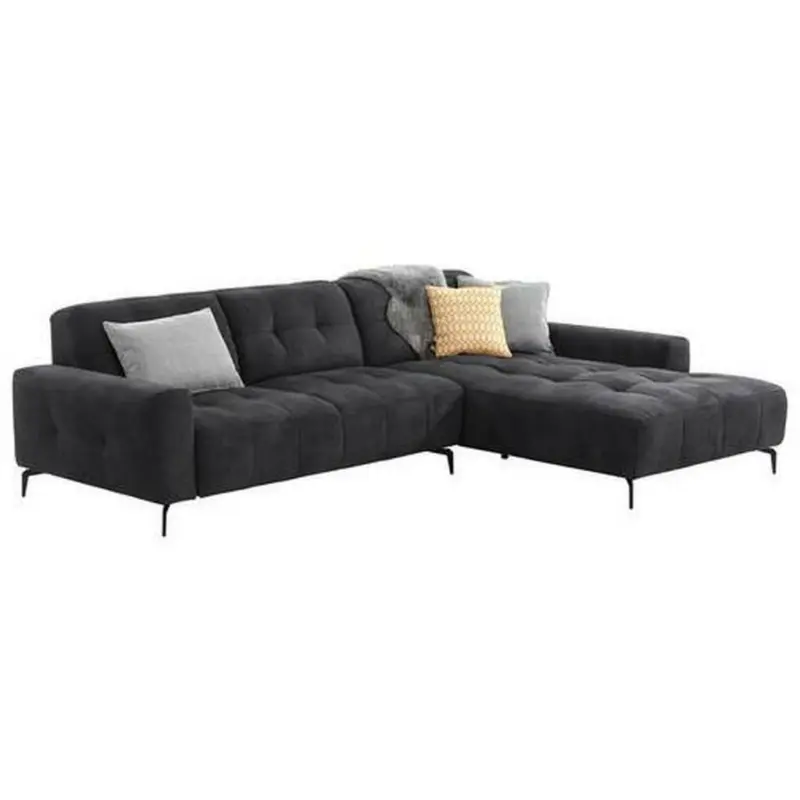 Ecksofa in Mikrofaser Schwarz