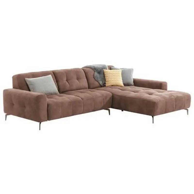 Ecksofa in Mikrofaser Hellbraun