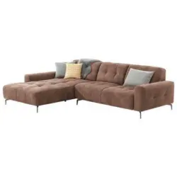 Ecksofa in Mikrofaser Hellbraun