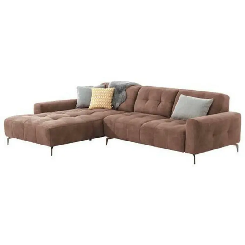 Ecksofa in Mikrofaser Hellbraun