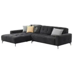 Ecksofa in Mikrofaser Schwarz