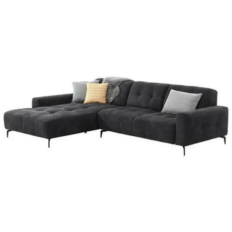 Ecksofa in Mikrofaser Schwarz