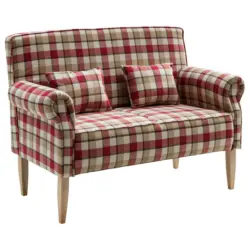 K&uuml;chensofa in Mikrofaser Rot, Beige, Hellbraun