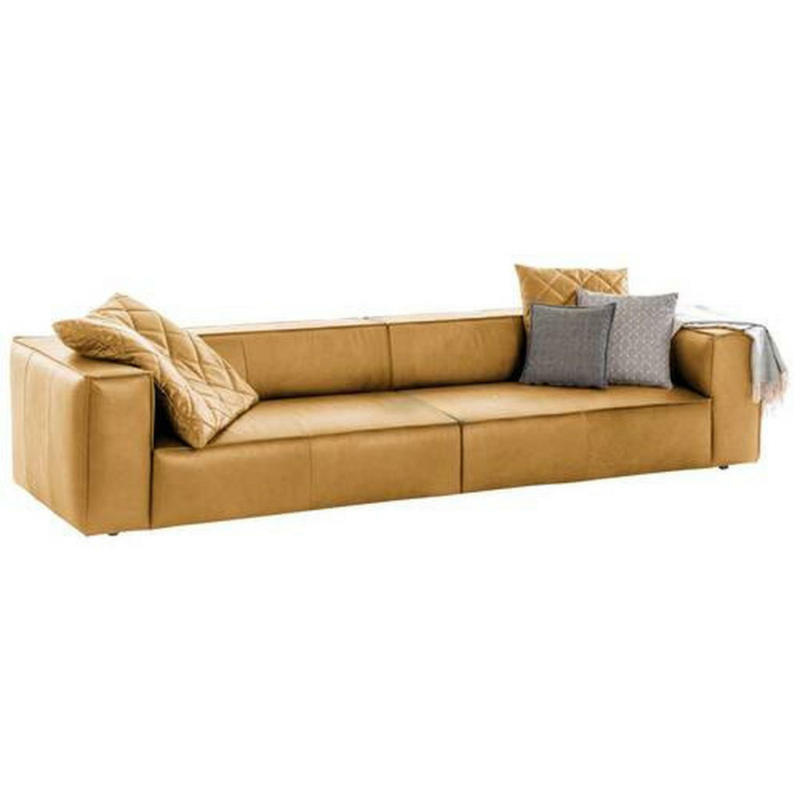 Viersitzer-Sofa in Echtleder Gelb