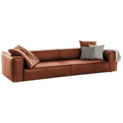 Viersitzer-Sofa in Echtleder Cognac