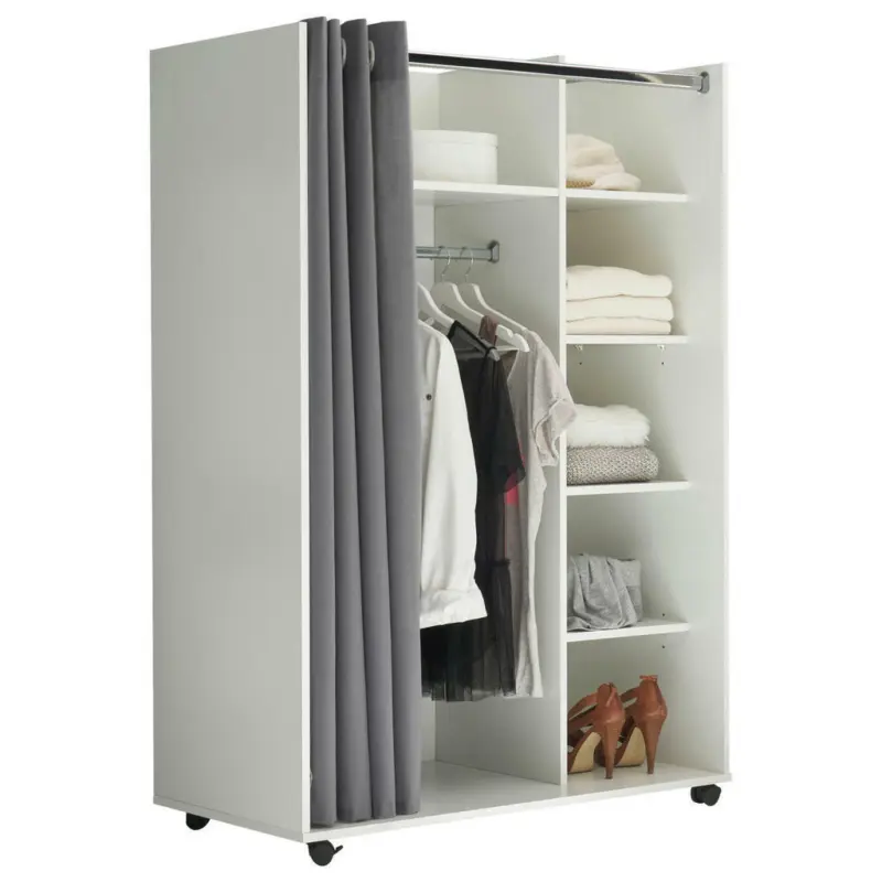 Offener Kleiderschrank in Grau, Weiß