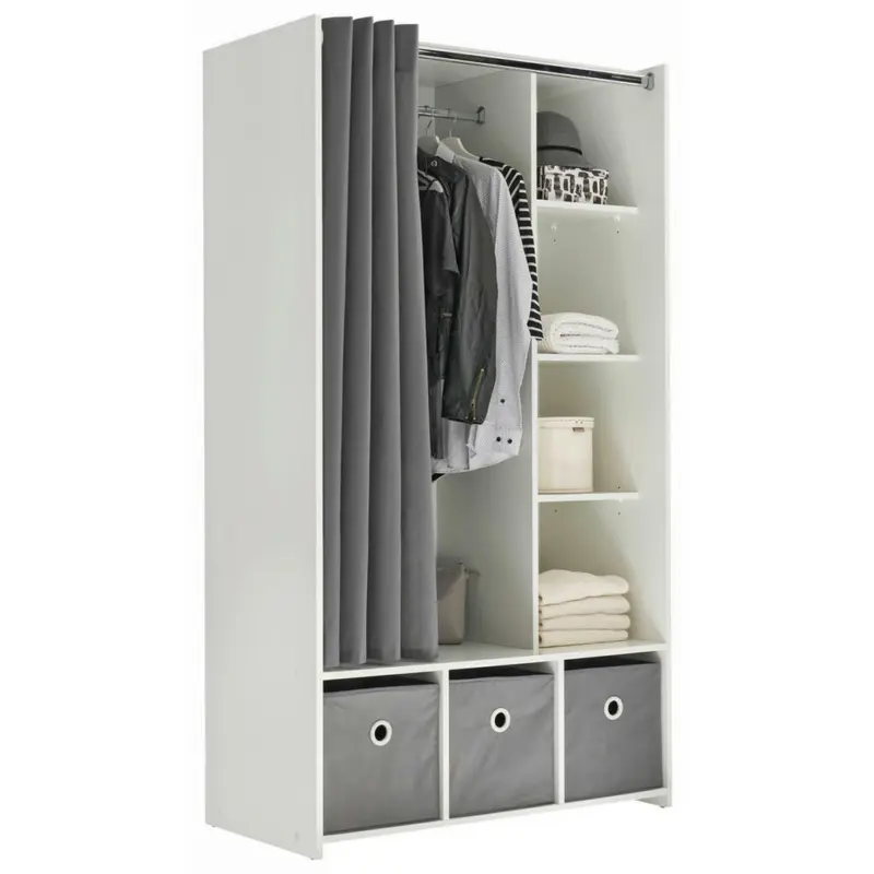 Offener Kleiderschrank in Grau, Weiß