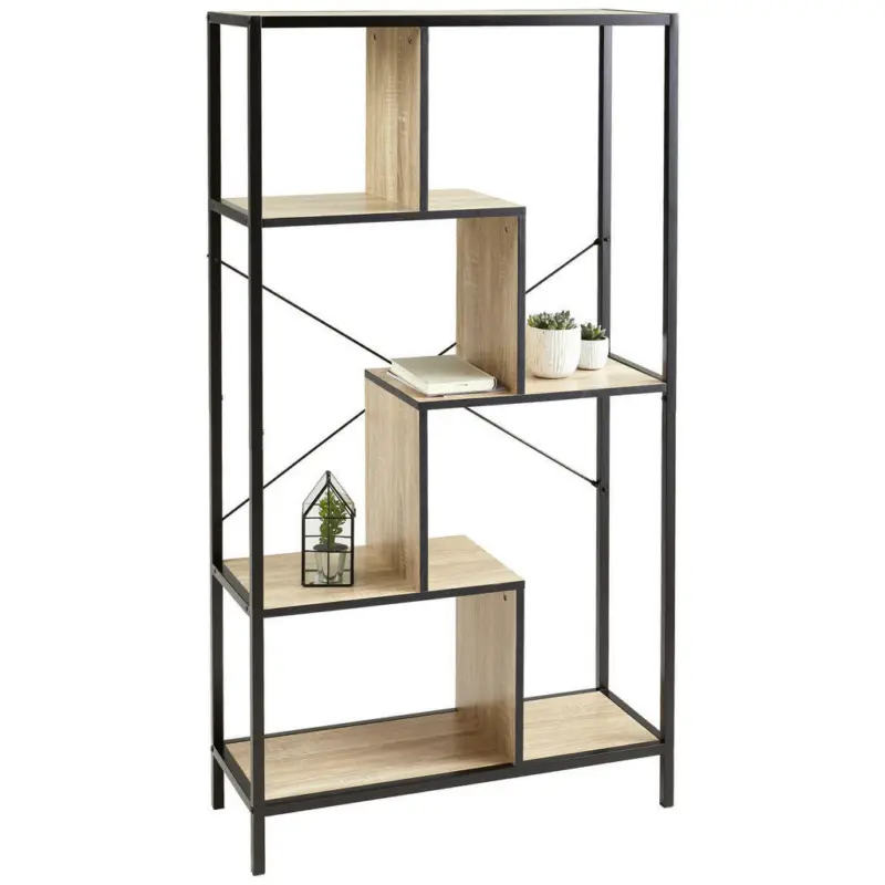 Regal 80/146,5/30 cm Schwarz, Eichefarben