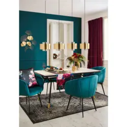 Esstisch in Metall, Glas, Holzwerkstoff 160/90/75 cm