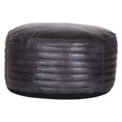 Pouf in Anthrazit Leder