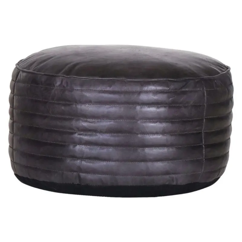 Pouf in Anthrazit Leder