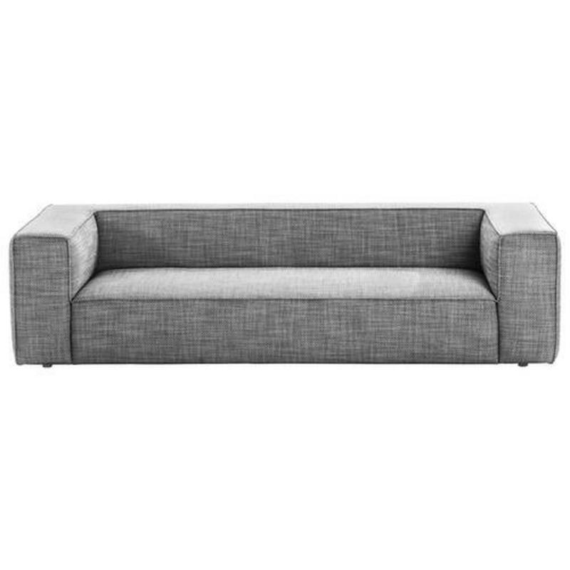 Dreisitzer-Sofa in Flachgewebe Schwarz, Weiß