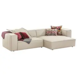 Ecksofa in Echtleder Beige