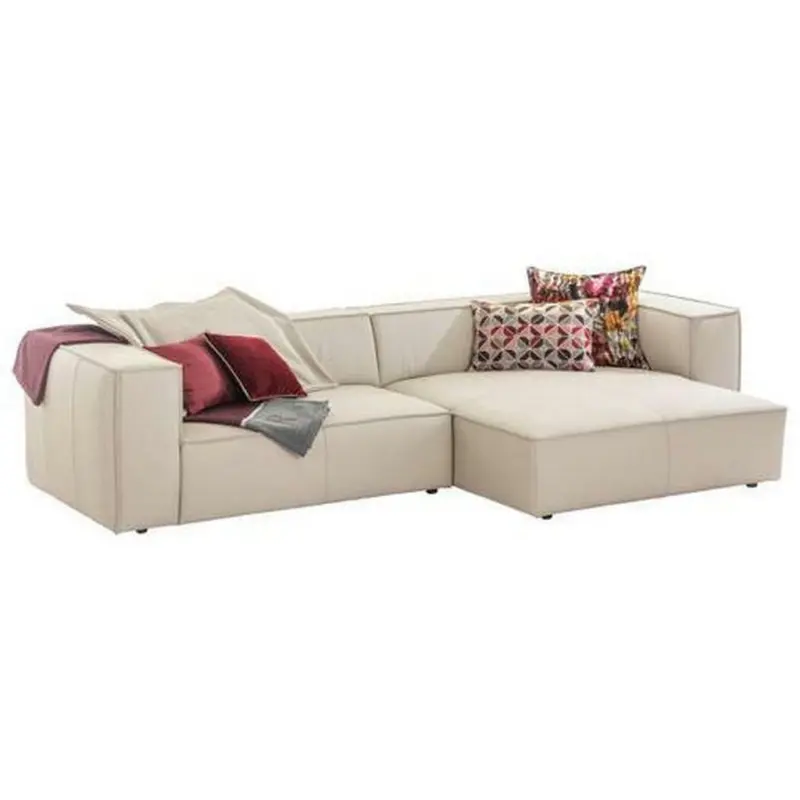 Ecksofa in Echtleder Beige