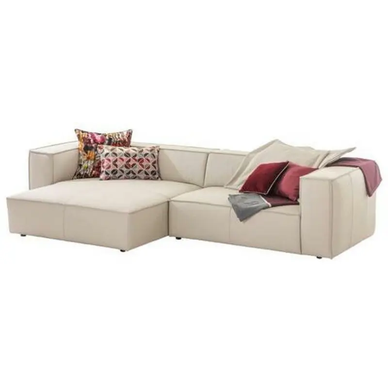 Ecksofa in Echtleder Beige