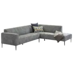 Ecksofa in Mikrofaser Dunkelgrau