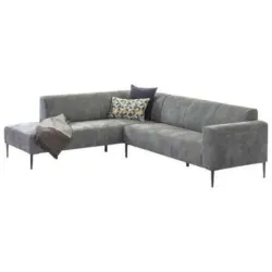 Ecksofa in Mikrofaser Dunkelgrau
