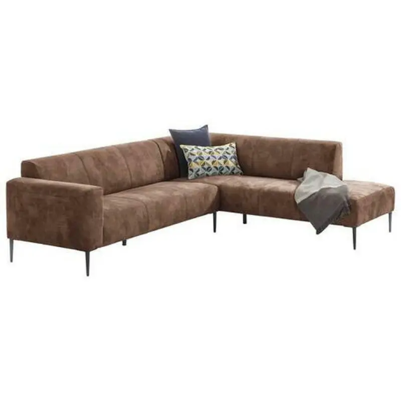 Ecksofa in Mikrofaser Hellbraun