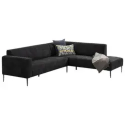 Ecksofa in Mikrofaser Schwarz