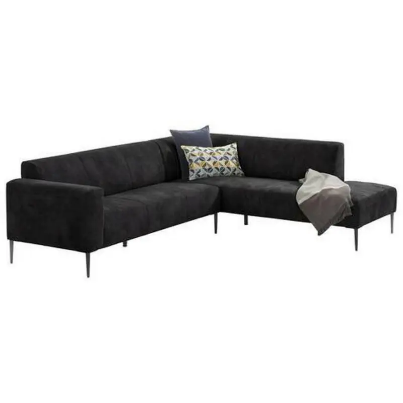 Ecksofa in Mikrofaser Schwarz