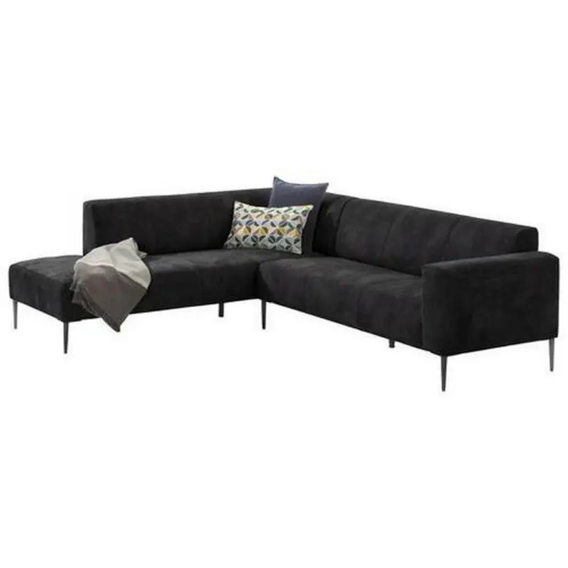 Ecksofa in Mikrofaser Schwarz