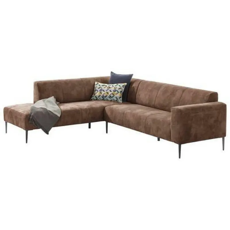 Ecksofa in Mikrofaser Hellbraun