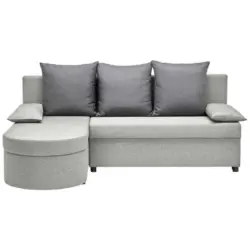 Ecksofa in Webstoff Anthrazit, Grau