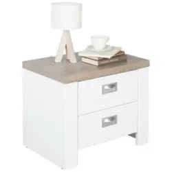 Nachtkästchen in Weiß, Trüffeleichefarben