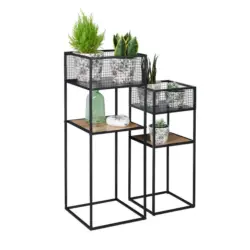 Blumenständer in Metall, Holzwerkstoff 30,5/25/30/25/80/63 cm