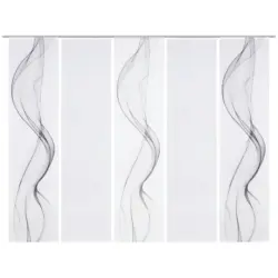 Flächenvorhang in Grau, Weiß halbtransparent